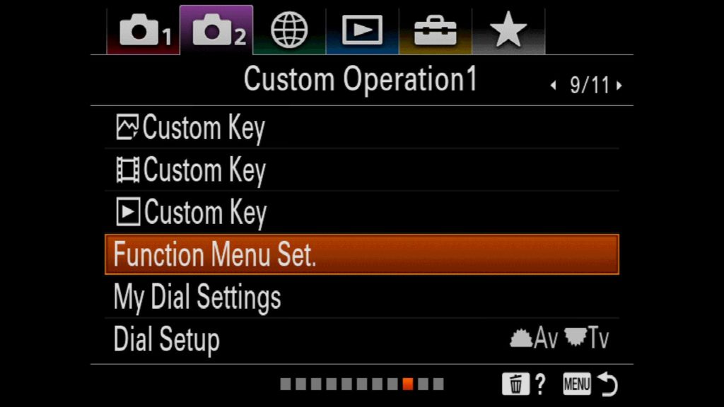 Setting the Custom Fn Menu Sony a7R IV