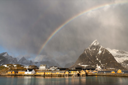 Rainbow Over Sakrisøya in Reine Norway Lofoten Islands Photo Workshop
