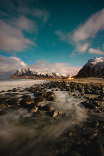 Aurora Seascape in the Lofoten Islands of Norway Sony 20mm f/1.8 G Lens