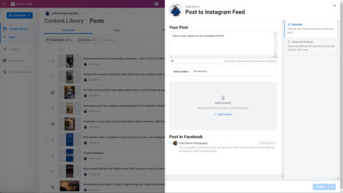 Creating an Instagram Post with Facebook Creator Studio