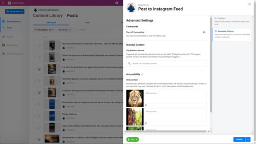 Advanced Tab Instagram - Facebook Creator Studio