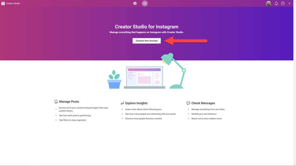 Login to Instagram from Facebook Creator Studio
