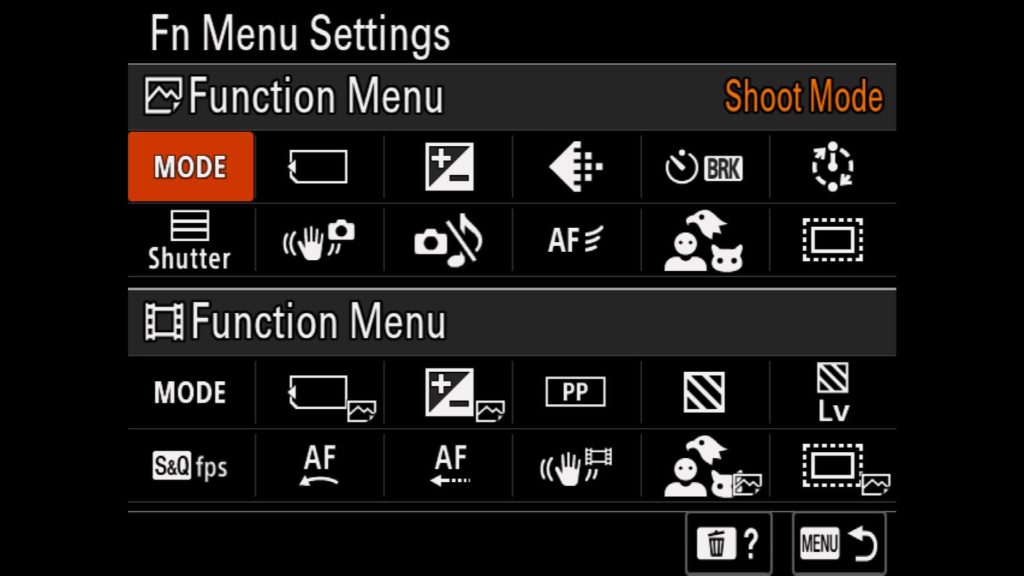 Customizing Sony a1 FN Menu For Photos