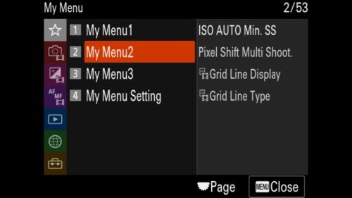 Sony a1 Custom My Menu 1 for Photos