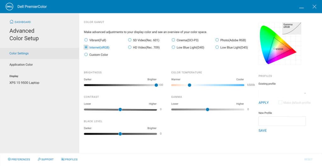 Dell Premier Color - Dell XPS Color Management , which was developed with content creators in mind. This app is best used if you find yourself needing to move between different color spaces, such as between sRGB to Adobe1998.