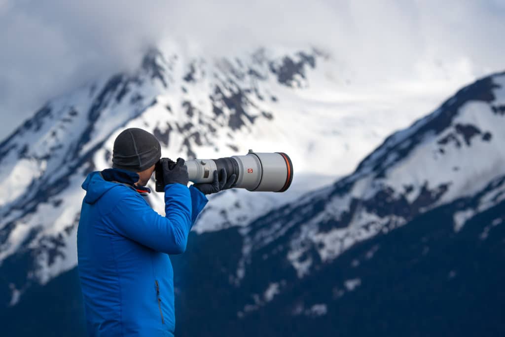 Colby Brown capturing the Alsakan Bald Eagle during a workshop