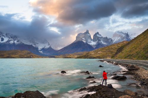 Waking along the shoreline at the Torres del Paine National Park in Chile with Colby Brown & his Patagonia Photography Workshop