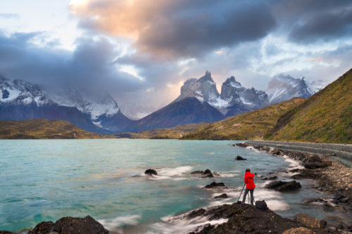 Waking along the shoreline at the Torres del Paine National Park in Chile with Colby Brown & his Patagonia Photography Workshop