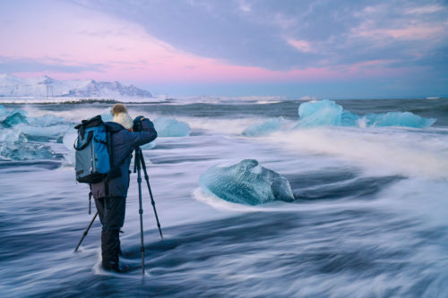 Photographing Icebergs on Diamond Beach with Colby Brown's Iceland Winter Photo Workshop