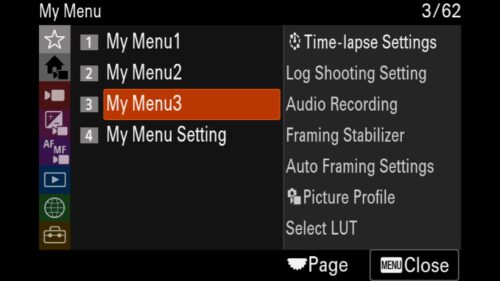 Menu 3 - My Menu System - For the Sony a1 II by Colby Brown Photography.