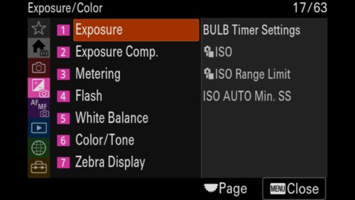 Adjusting the Bulb Timer Settings, These settings are in the "Exposure/Color" menu under "1: Exposure". There you will find "BULB Timer Settings". For the Sony a1 II by Colby Brown Photography.