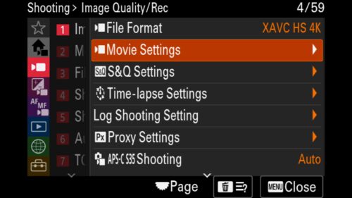 Movie Settings, video resolution, For the Sony a1 II by Colby Brown Photography.