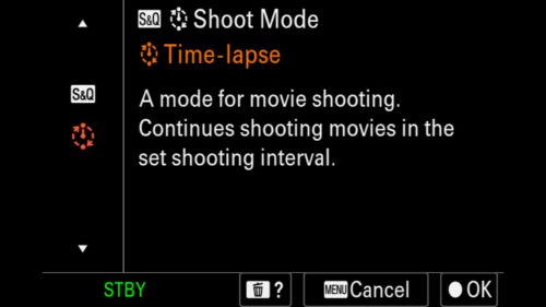Shoot mode - Time-Lapse Video Mode (New to the Sony a1 II) this mode outputs a Timelapse video (but no still photos). by Colby Brown Photography.