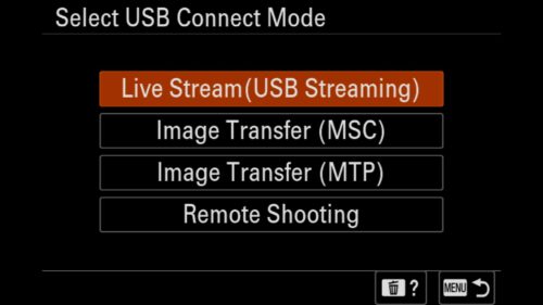 Using the Camera as a Webcam (New to the Sony A1 II), Select USB Connect Mode, For the Sony a1 II by Colby Brown Photography.