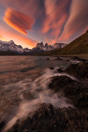 Sunset over Lago Peho During Colby Brown Patagonia Photo Workshop